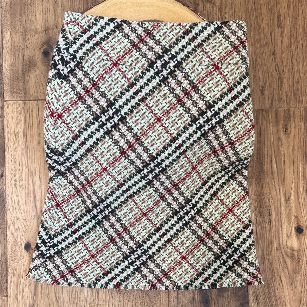 Burberry Black, Red and green Check Pencil Skirt
